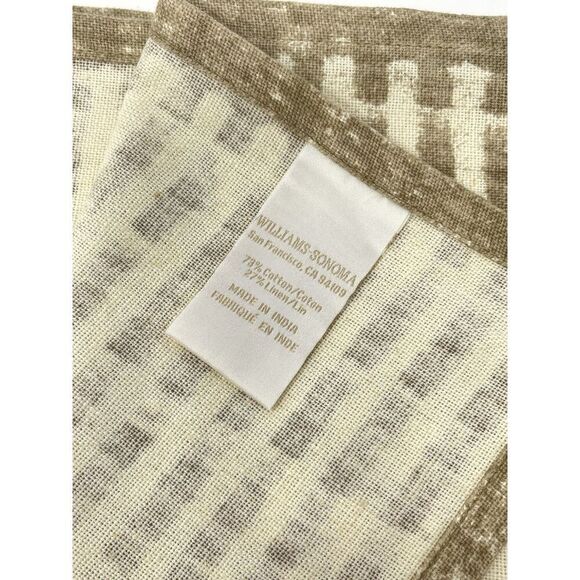 William Sonoma Painted Stripe Table Runner 16x108” Cotton Linen Beige Tan Brown - Picture 2 of 4